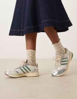 Adidas Adios OG trainers in white and green
