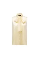 Sleeveless Stand Collar Blouse with Detachable Organza Straps