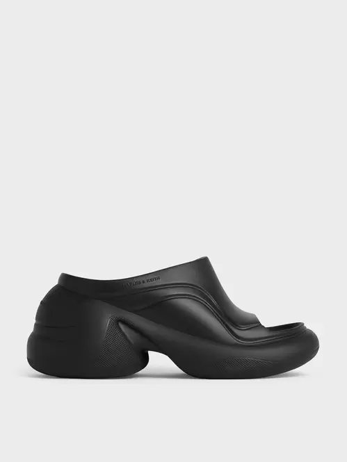 Eva Sculptural Platform Sandals  - black