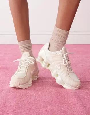 Nike Shox TL pearlised trainers in off white