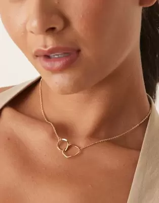 DesignB London molten double link pendant necklace in gold
