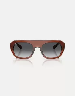 Ray-Ban Irregular polarised sunglasses with grey lens in transparent brown