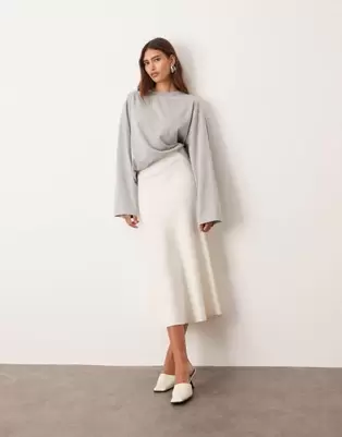 ARRANGE cotton oversized long sleeve t-shirt in grey marl