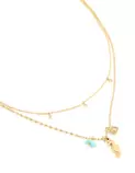 Waterproof Gold Plated Stainless Steel Cubic Zirconia & Seahorse Layered Necklace