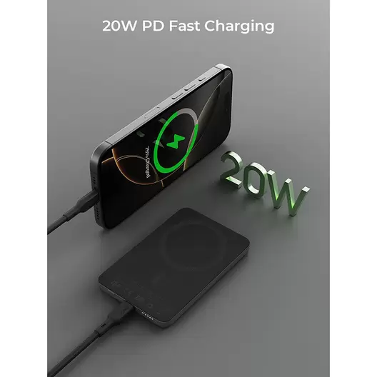 Aukey PB-MS07 MagFusion M Qi2 5000mAh Magnetic Wireless Power Bank - Dark Gray