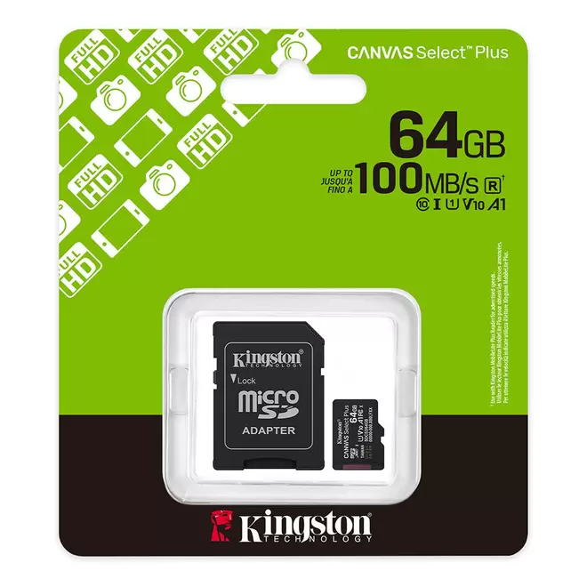 Kingston Canvas Select Plus 64GB microSD Card + Adapter