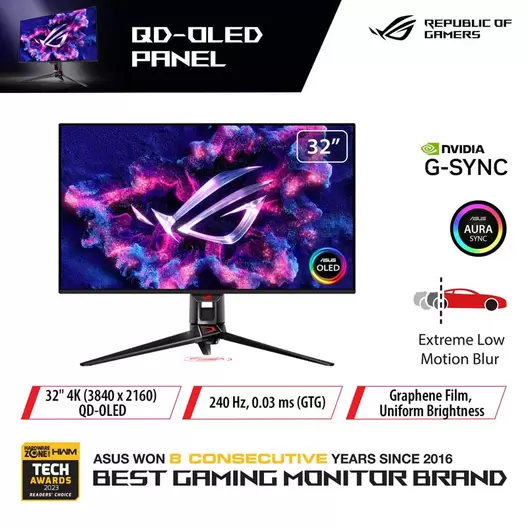 Asus ROG Swift PG32UCDM Gaming Monitor - 32" UHD QD-OLED 240Hz
