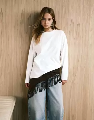 ASOS DESIGN heavyweight long sleeve oversized tee in white