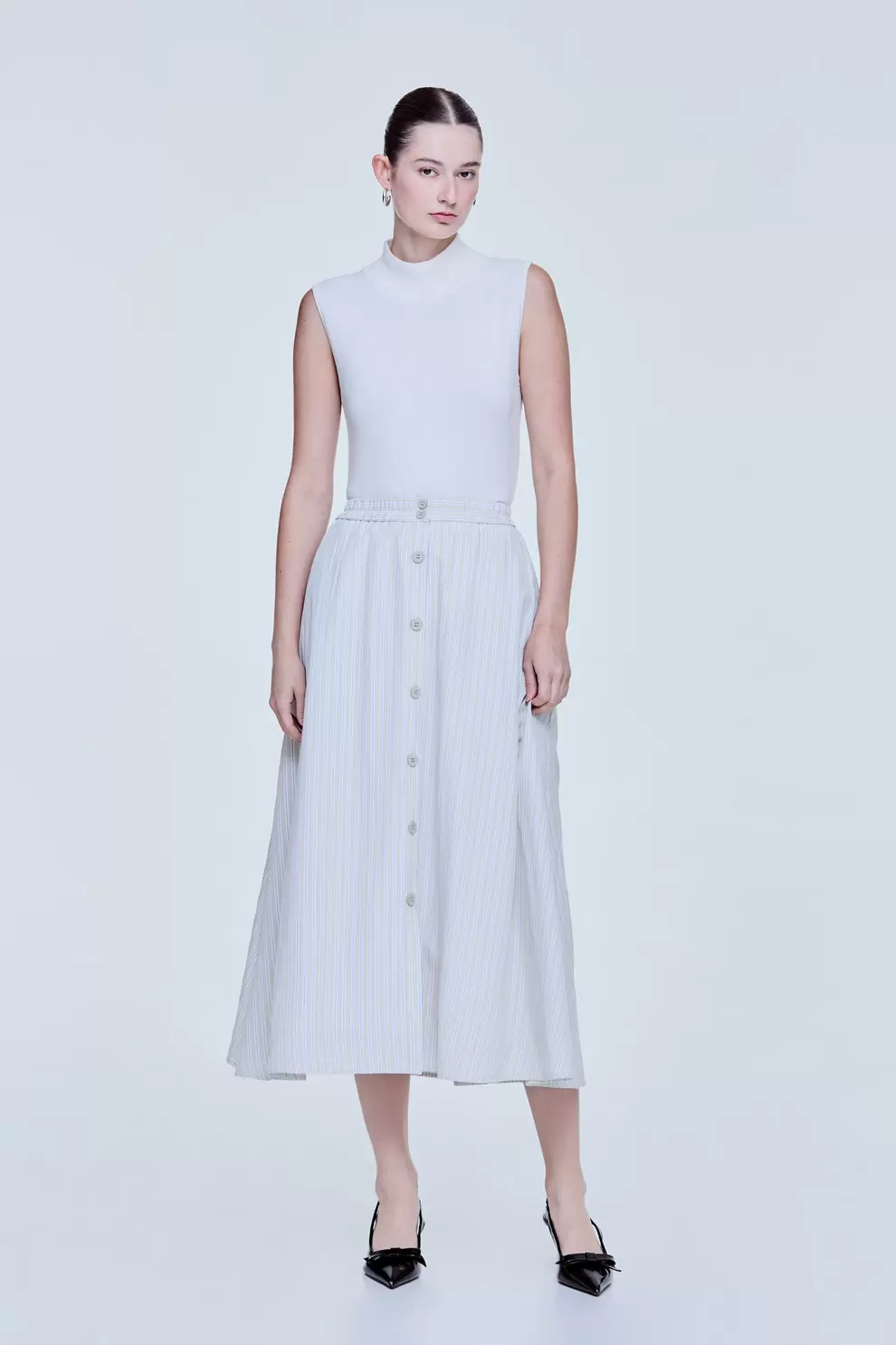 Stripes Buttoned Skirt