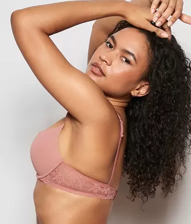 Push Up Bra with Lace Wing in Rosy Blush