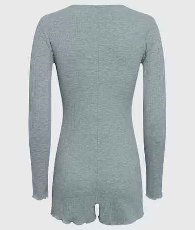 Long Sleeve Ribbed Onesie in Cool Gray