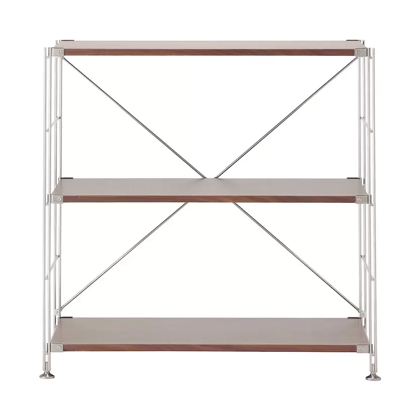 Stainless Steel Unit Shelf Set, Walnut (Wide S, W86xD41xH83cm)