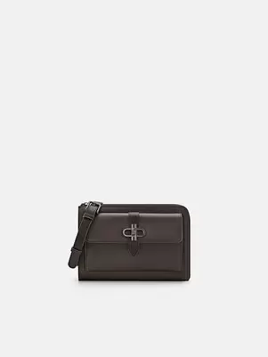 Embossed Leather Clutch Bag