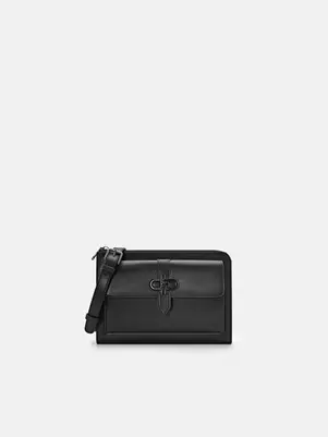 Embossed Leather Clutch Bag