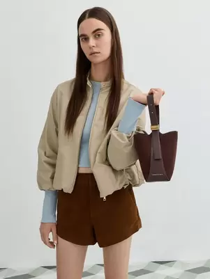 Edna Recycled Suede Bucket Bag - espresso brown