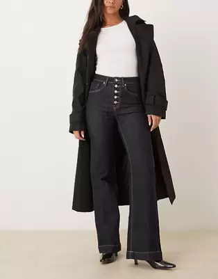 Gina Tricot tailored flare jeans in darkwash indigo blue
