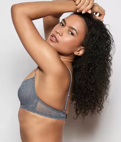 Unlined Lace Demi Bra in Stormy Weather