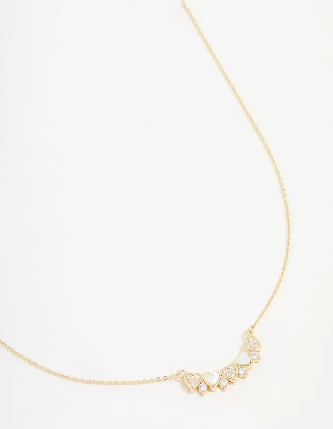 Gold Plated Mini Heart Banner Necklace