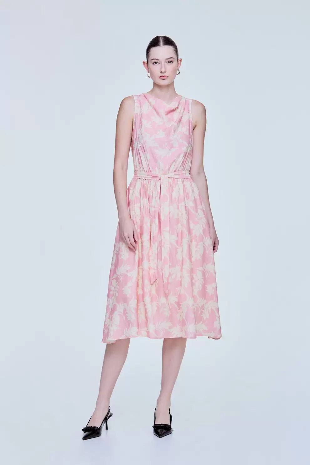 Floral Cowl Neck Dress