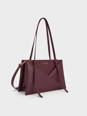 Midori Geometric Tote Bag - wineberry red