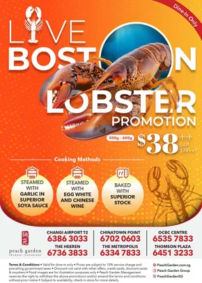 Peach Garden catalogue in Singapore | Live Boston Lobster | 2025-08-09T00:00:00.000Z - 2025-08-23T00:00:00.000Z