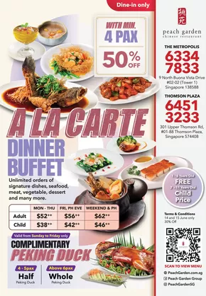 Peach Garden catalogue | 50% A La Carte Dinner Buffet | 2025-09-05T00:00:00.000Z - 2025-09-19T00:00:00.000Z