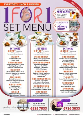 Peach Garden catalogue in Singapore | 1 For 1 Set Menu | 2025-10-11T00:00:00.000Z - 2025-10-25T00:00:00.000Z