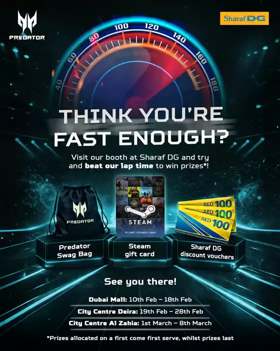 Sharaf DG catalogue | Visit Our Booth At Sharaf Dg And Try And Beat Our Lap Time To Win Prizes*! | 2026-02-10T00:00:00.000Z - 2026-02-18T00:00:00.000Z