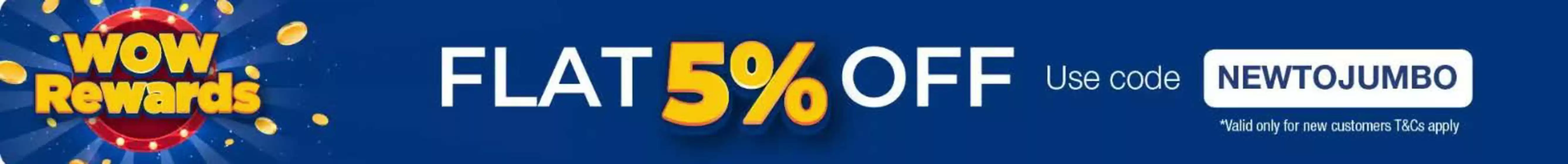 Jumbo catalogue | Wow Rewards Flat 5% Off | 2026-04-30T00:00:00.000Z - 2026-12-31T00:00:00.000Z