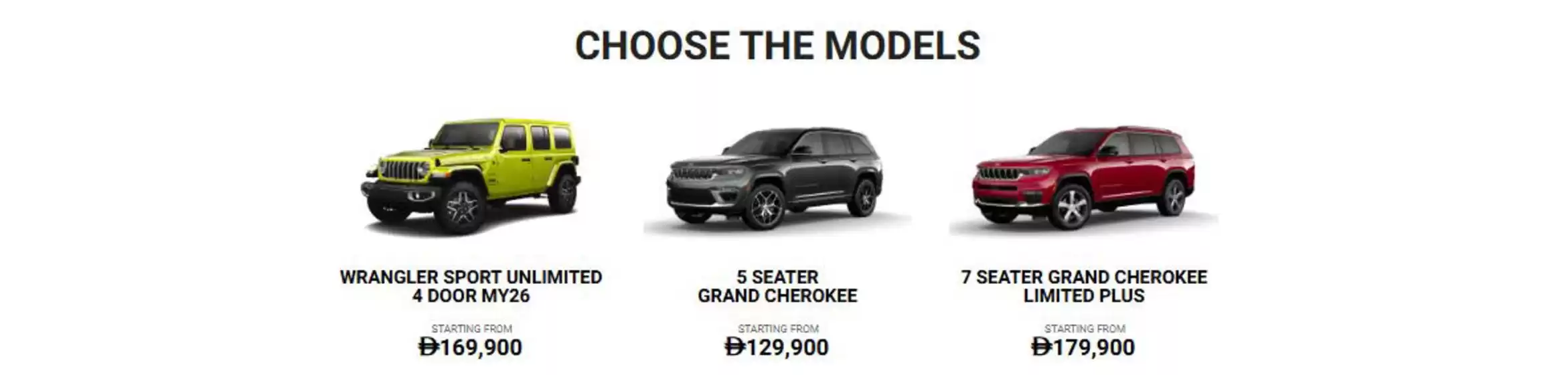 Jeep catalogue | Choose The Models | 2026-07-29T00:00:00.000Z - 2026-08-14T00:00:00.000Z