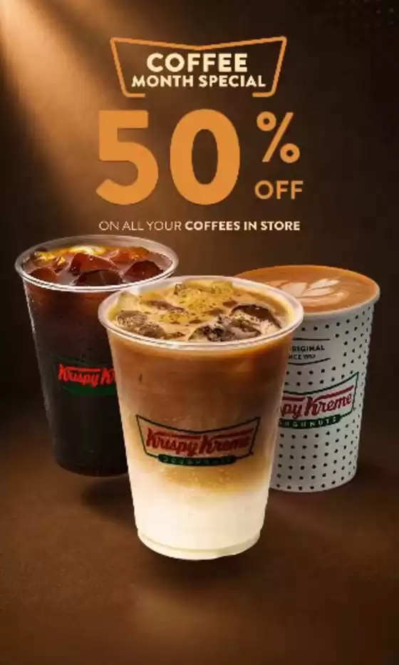 Krispy Kreme catalogue in Dubai | Get 50% Off Cappuccino, Latte, Or Americano, Served Hot Or Iced! | 2026-08-11T00:00:00.000Z - 2026-08-31T00:00:00.000Z