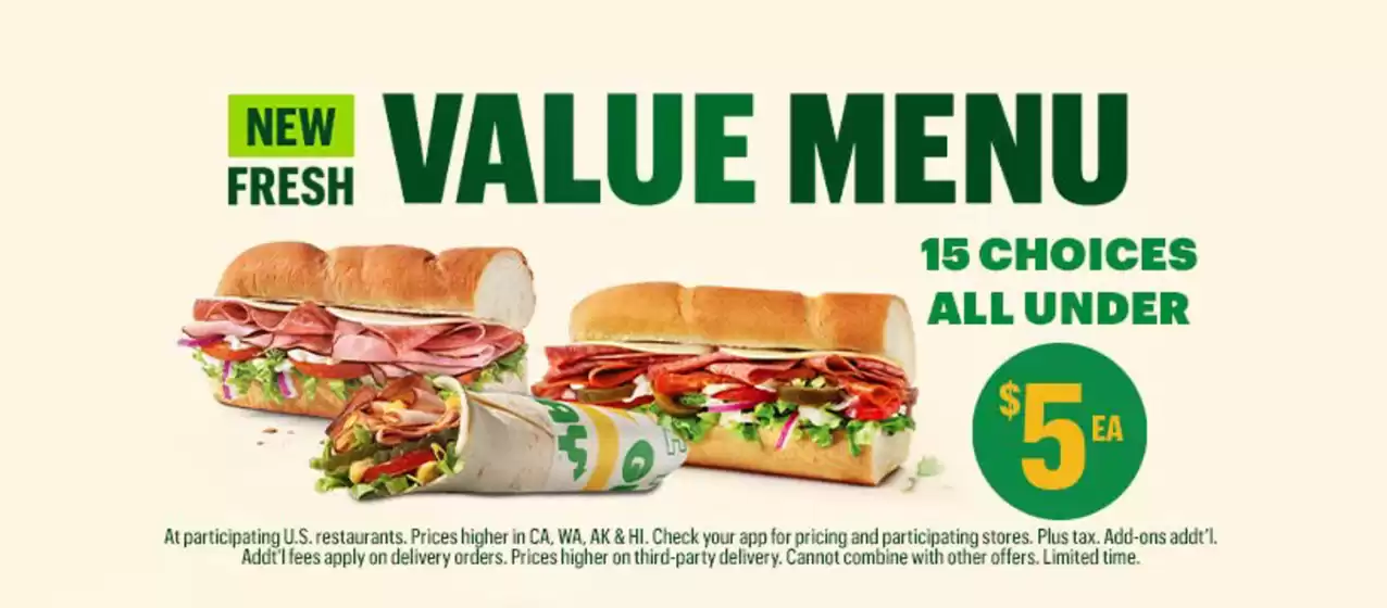 Subway catalogue in Dubai | New Fresh Value Menu | 2026-08-11T00:00:00.000Z - 2026-08-21T00:00:00.000Z