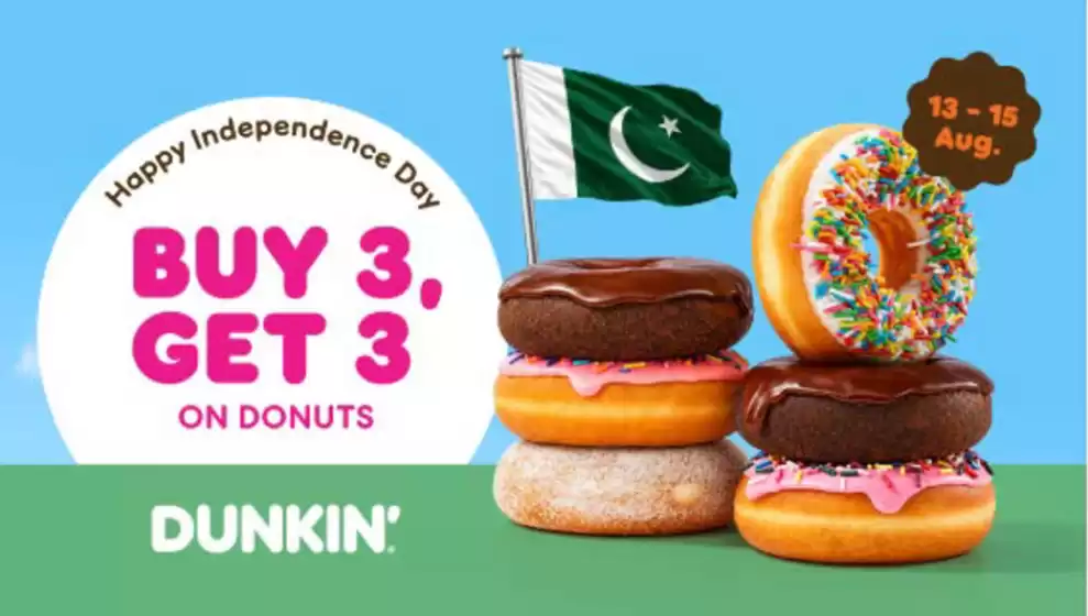 Dunkin Donuts catalogue in Abu Dhabi | Buy 3, Get 3 On Donuts | 2026-08-13T00:00:00.000Z - 2026-08-15T00:00:00.000Z