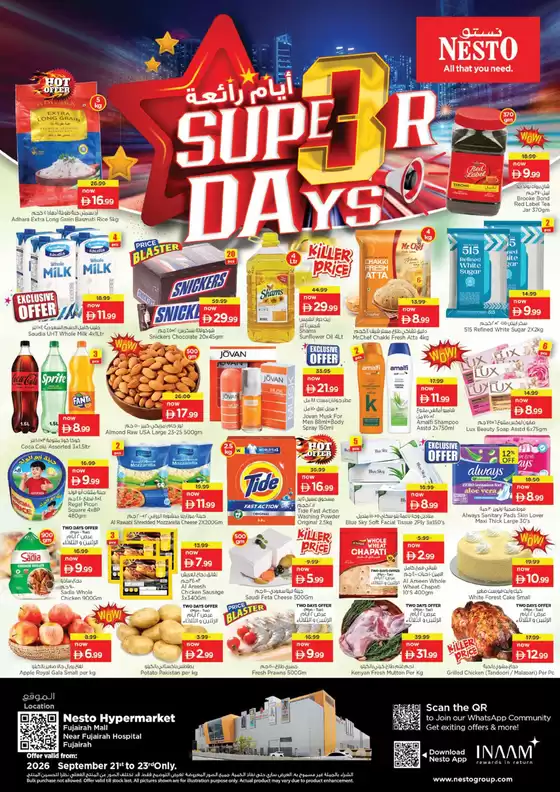 Nesto catalogue in Fujairah | Super 3 Days At Nesto Hypermarket Fujairah Mall | 2026-09-21T00:00:00.000Z - 2026-09-24T00:00:00.000Z