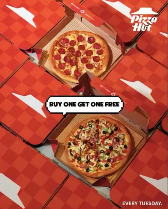 Pizza Hut catalogue | Tuesday = Bogo = Double The Pizza. | 2026-10-06T00:00:00.000Z - 2026-10-06T00:00:00.000Z