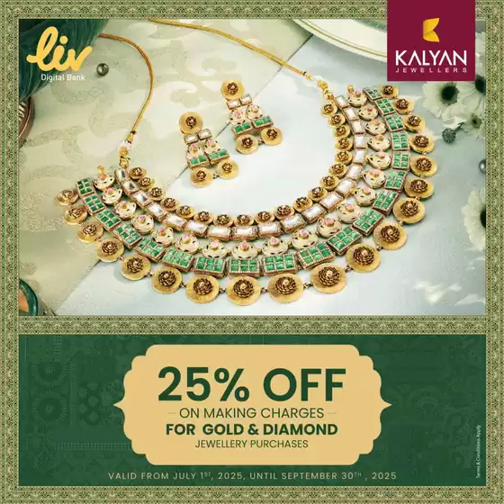 Kalyan Jewellers catalogue | Exclusive Offer for ENBD Liv Customers! | 2025-08-13T00:00:00.000Z - 2025-09-30T00:00:00.000Z