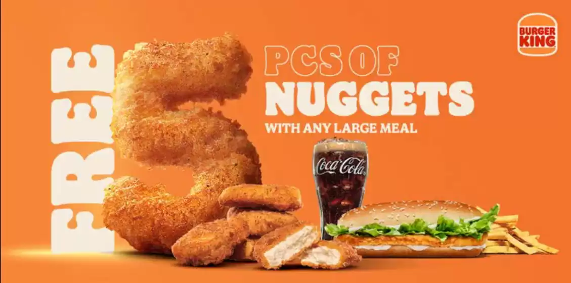 Free Pcs Of Nuggets With Any Large Meal Coca Cola