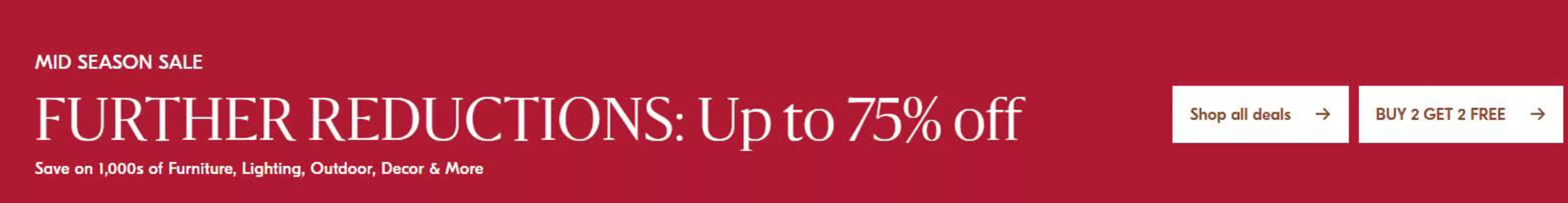 Mid Season Sale: Further Reductions Up to 75% Off