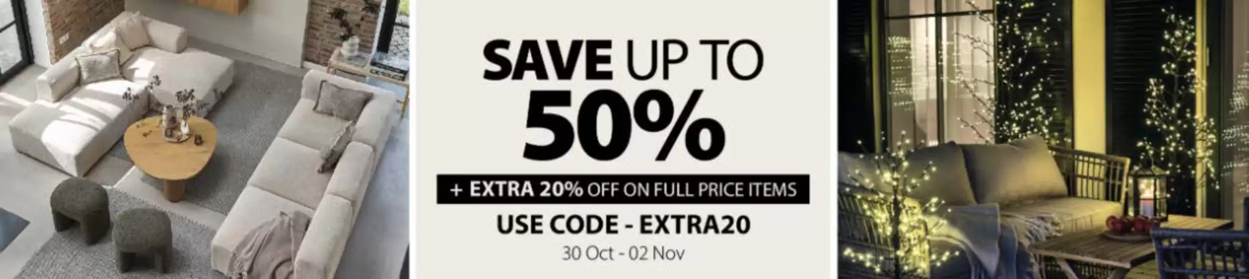 Save Up To 50% + Extra 20% Off On Full Price Items