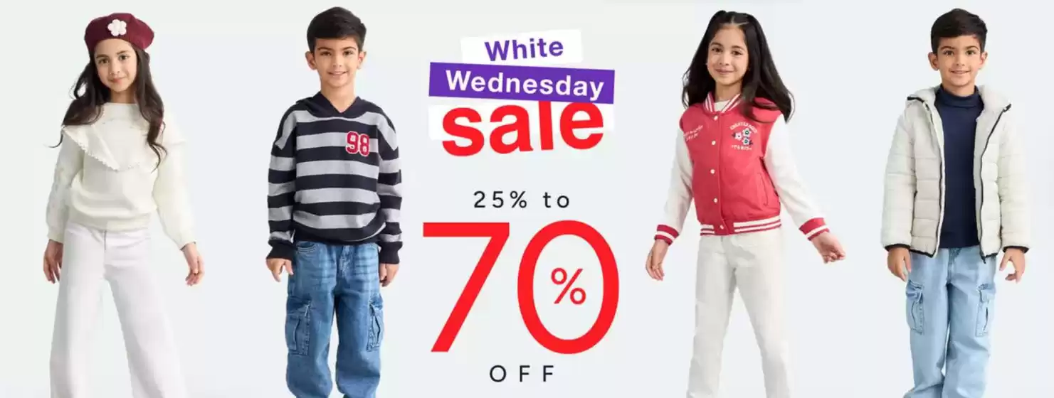 White Wednesday sale 25% to 70 OFF