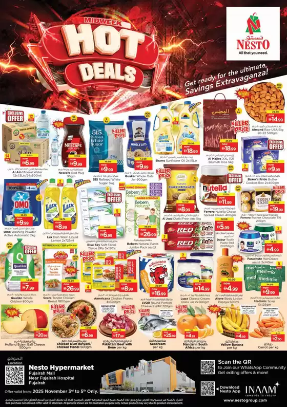 Nesto catalogue | Midweek Hot Deals At Nesto Hypermarket Fujairah Mall | 2025-11-03T00:00:00.000Z - 2025-11-06T00:00:00.000Z