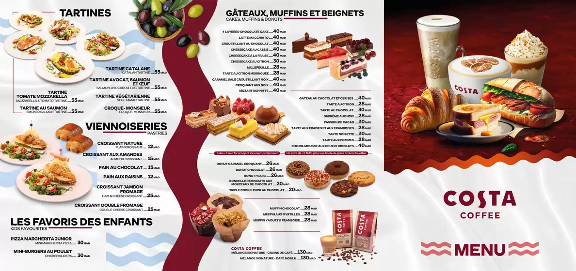 Catalogue Costa Coffee à Nouaceur | menu | 2026-03-24T00:00:00.000Z - 2026-04-30T00:00:00.000Z