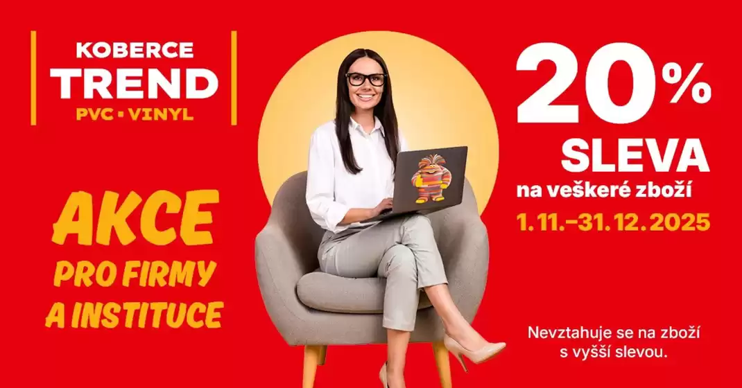 Koberce Trend katalog v Sušice | 20% sleva na veškeré zboží | 2025-11-03T00:00:00.000Z - 2025-12-31T00:00:00.000Z