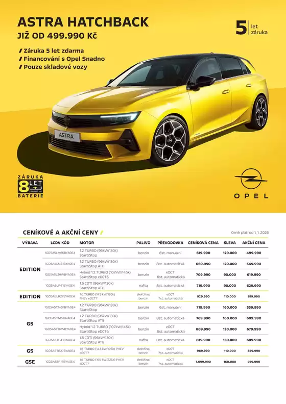 Opel katalog v Černošice | OPEL ASTRA HATCHBACK | 2026-01-23T00:00:00.000Z - 2026-03-31T00:00:00.000Z
