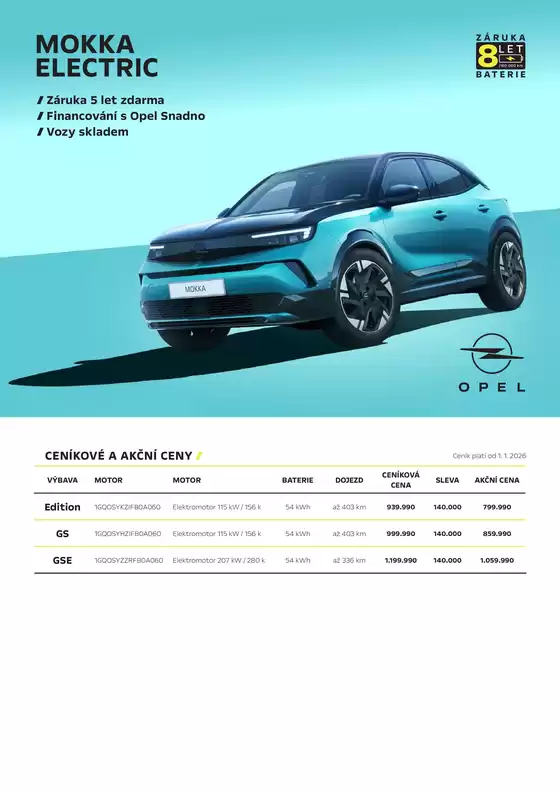 Opel katalog v Černošice | OPEL MOKKA ELECTRIC | 2026-01-23T00:00:00.000Z - 2026-03-31T00:00:00.000Z