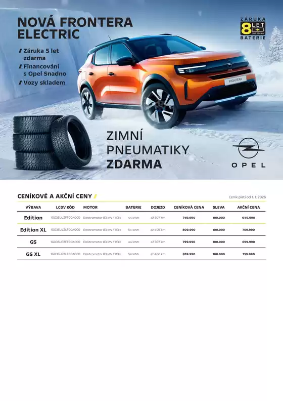 Opel katalog v Černošice | OPEL NOVÁ FRONTERA ELECTRIC | 2026-01-23T00:00:00.000Z - 2026-03-31T00:00:00.000Z