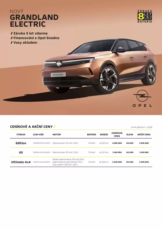 Opel katalog v Černošice | OPEL NOVÝ GRANDLAND ELECTRIC | 2026-01-23T00:00:00.000Z - 2026-03-31T00:00:00.000Z