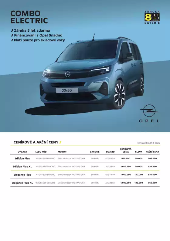 Opel katalog v Černošice | OPEL COMBO ELECTRIC | 2026-01-23T00:00:00.000Z - 2026-03-31T00:00:00.000Z