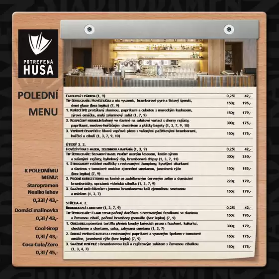 Potrefená Husa katalog v Jihlava | Polední menu | 2026-02-02T00:00:00.000Z - 2026-02-28T00:00:00.000Z