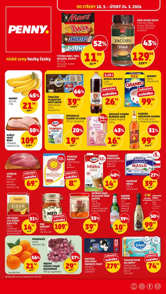 Penny Market katalog v Ostrov | Top nabídky pro všechny lovce výhodných nákupů | 2026-03-18T00:00:00.000Z - 2026-03-24T00:00:00.000Z